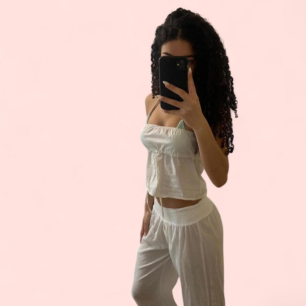 White linen tube top - with adjustable straps